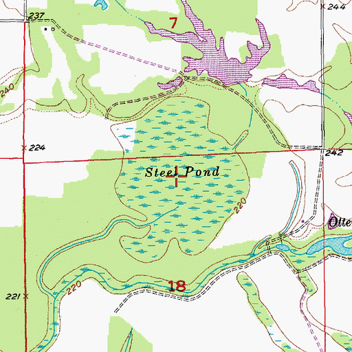 Topographic Map of Steel Pond, AR