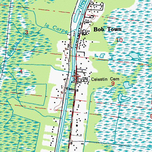 Topographic Map of Bobtown, LA