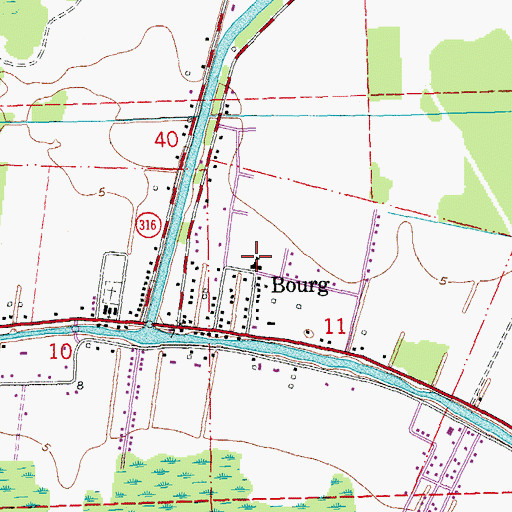 Topographic Map of Bourg Elementary School, LA