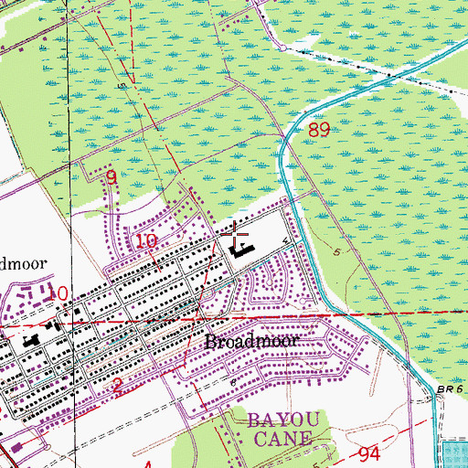 Topographic Map of Broadmoor Elementary School, LA