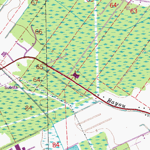 Topographic Map of Coteau - Bayou Blue Elementary School, LA