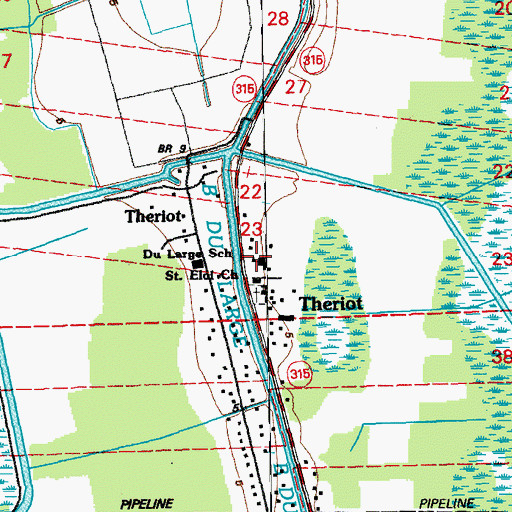 Topographic Map of DuLarge Elementary School, LA