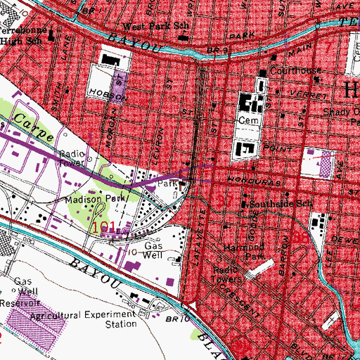 Topographic Map of Dumas Auditorium, LA