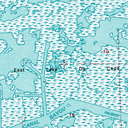 Topographic Map of East Lake De Cade Gas Field, LA