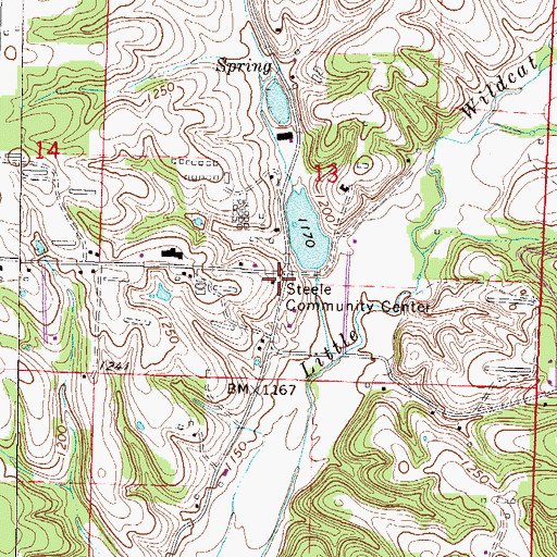Topographic Map of Steele Community Center, AR