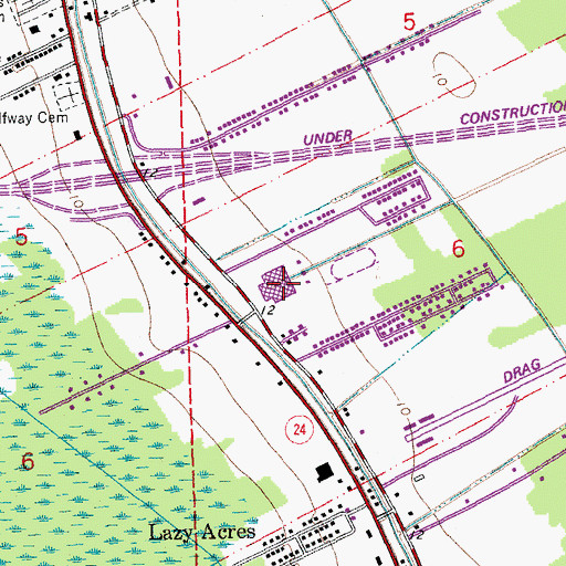 Topographic Map of H L Bourgeois High School, LA