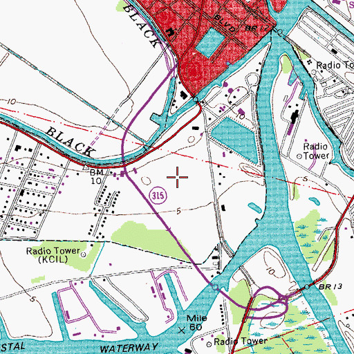 Topographic Map of Houma Golf Course, LA