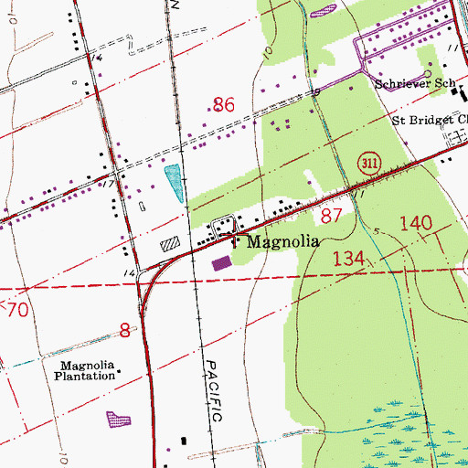 Topographic Map of Magnolia School (historical), LA