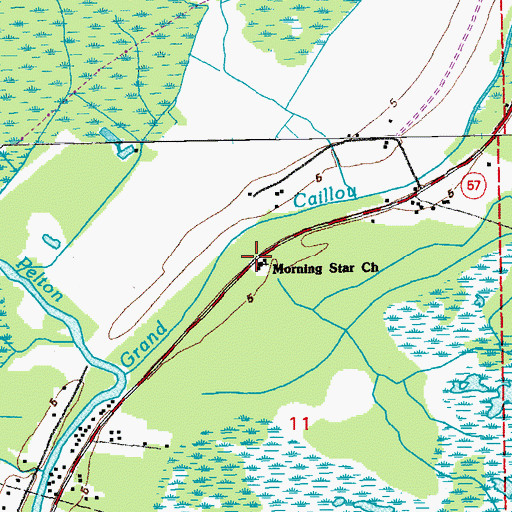 Topographic Map of Morning Star School (historical), LA