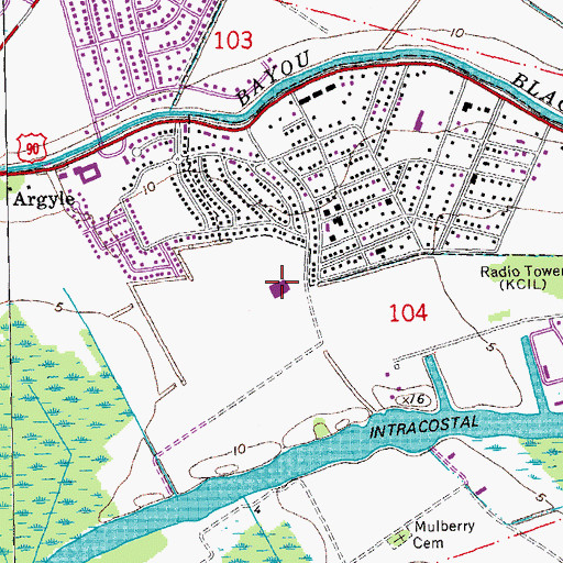 Topographic Map of Mulberry Elementary School, LA