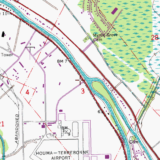 Topographic Map of Myrtle Grove (historical), LA
