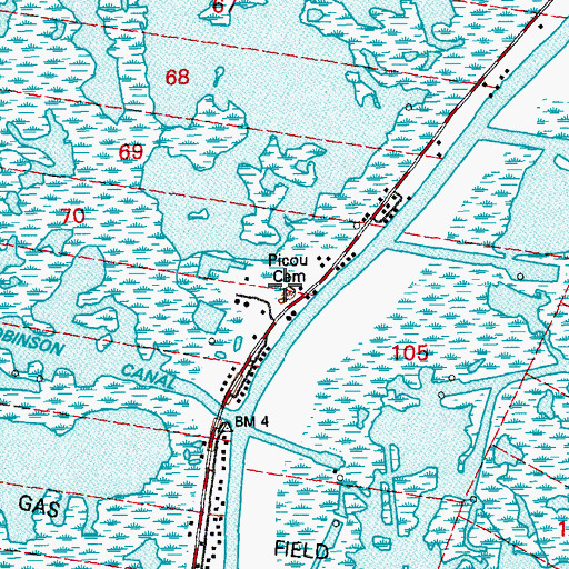 Topographic Map of Picou Cemetery, LA