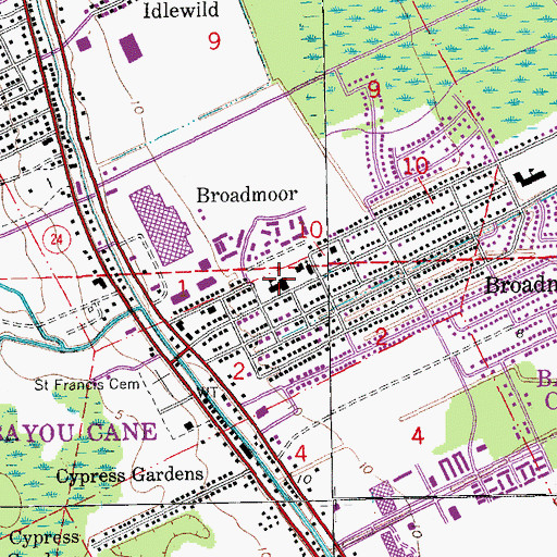 Topographic Map of Saint Bernadette Catholic School, LA