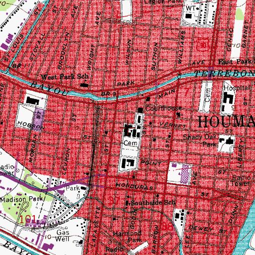 Topographic Map of Saint Francis de Sales Cathedral School, LA
