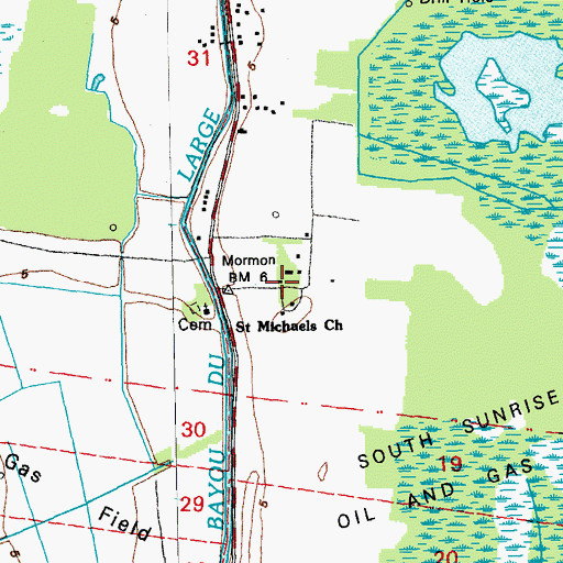 Topographic Map of Saint Michaels Plantation, LA