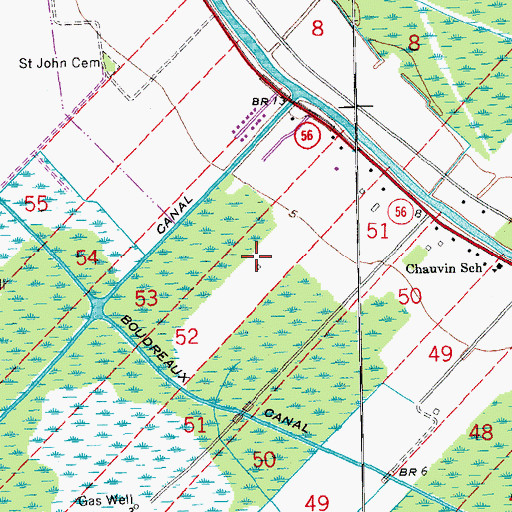 Topographic Map of South Bourg Gas Field, LA