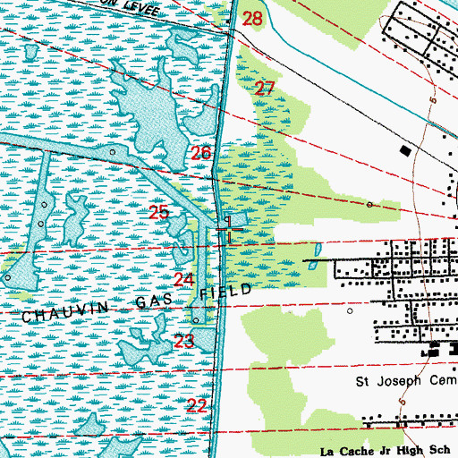 Topographic Map of South Chauvin Gas Field, LA