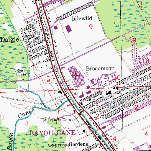 Topographic Map of Southland Mall Shopping Center, LA