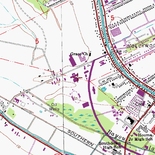Topographic Map of Vandebilt Catholic High School, LA