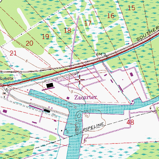 Topographic Map of Zacarter, LA