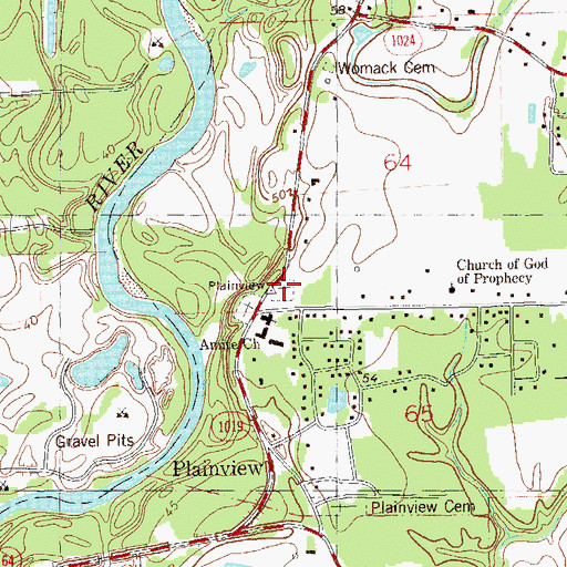 Topographic Map of Amite Cemetery, LA