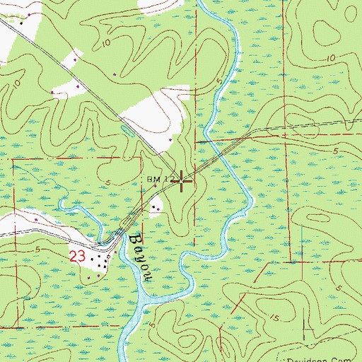 Topographic Map of Bayou Barbary, LA