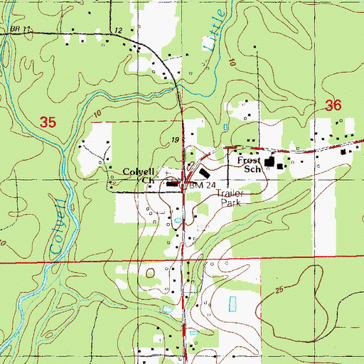 Topographic Map of Colyell, LA