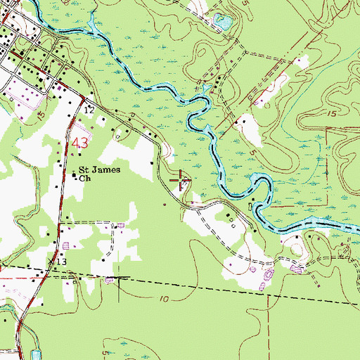 Topographic Map of Cullom Cemetery, LA