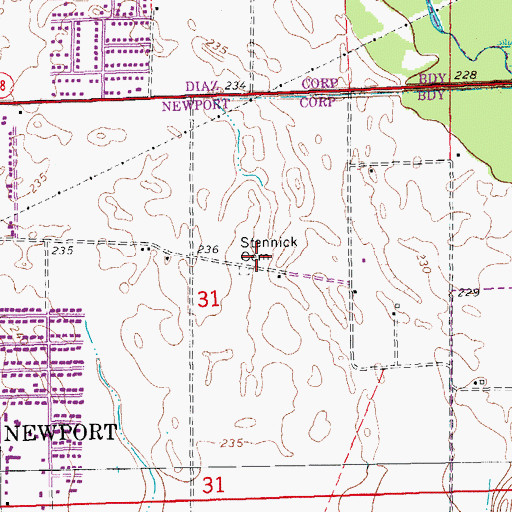Topographic Map of Stennick Cemetery, AR