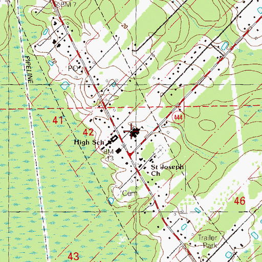 Topographic Map of French Settlement Elementary School, LA