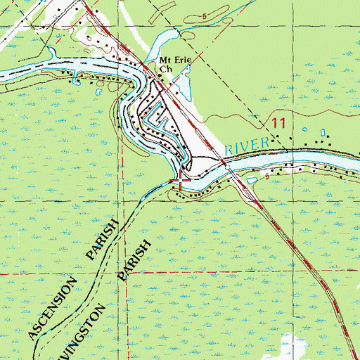 Topographic Map of French Settlement Ferry (historical), LA