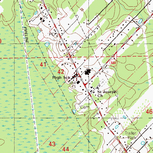 Topographic Map of French Settlement High School, LA