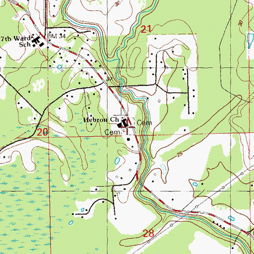 Topographic Map of Hebron Cemetery, LA