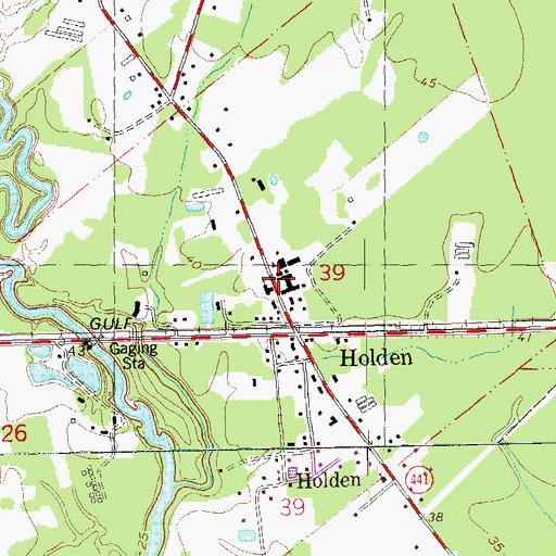 Topographic Map of Holden High School, LA