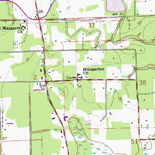 Topographic Map of Hungarian Cemetery, LA