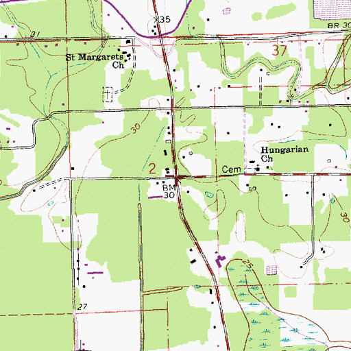 Topographic Map of Hungarian Settlement, LA