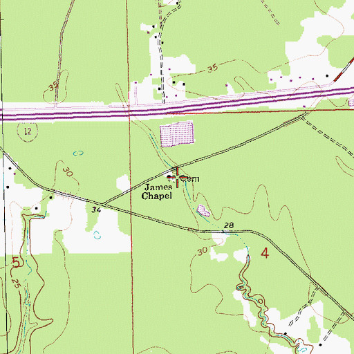 Topographic Map of James Chapel Cemetery, LA