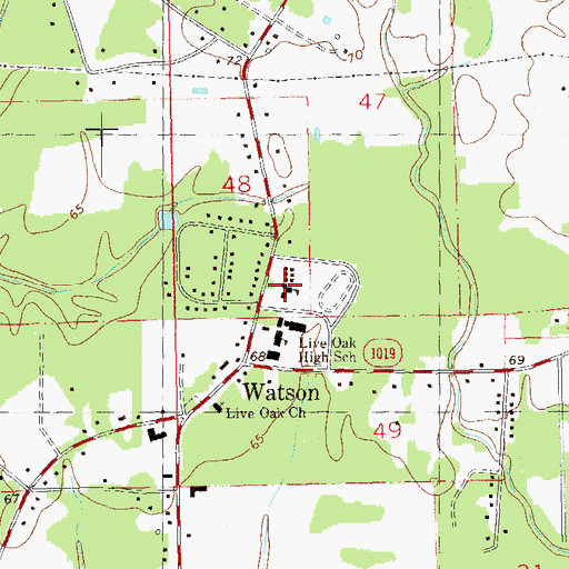 Topographic Map of Live Oak Elementary School, LA
