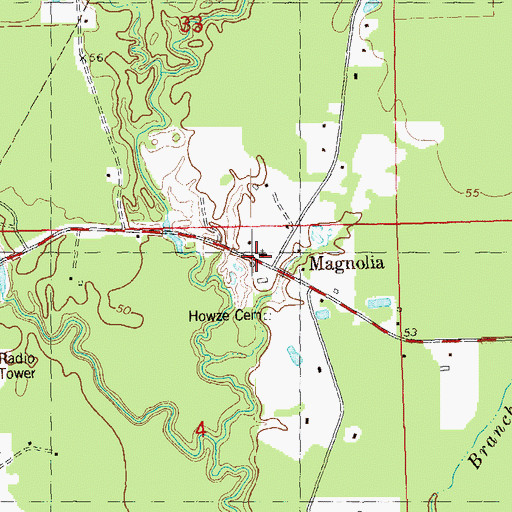 Topographic Map of Magnolia Baptist Church, LA