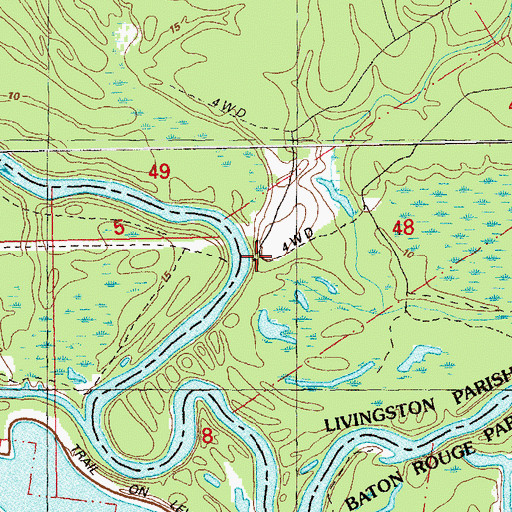 Topographic Map of Mallets Bluff, LA