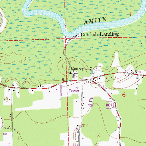 Topographic Map of Maurepas Cemetery, LA