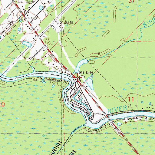 Topographic Map of Mount Erie Baptist Church, LA