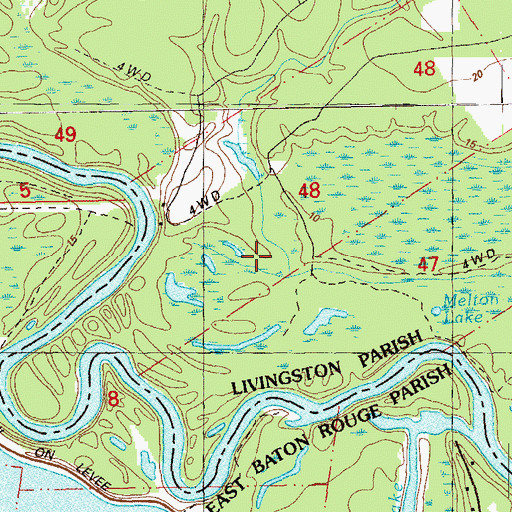 Topographic Map of Mallets Bluff Oil Field, LA