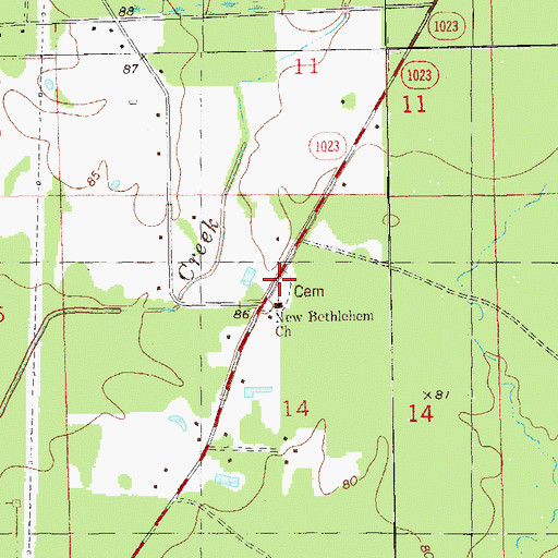 Topographic Map of New Bethlehem Cemetery, LA