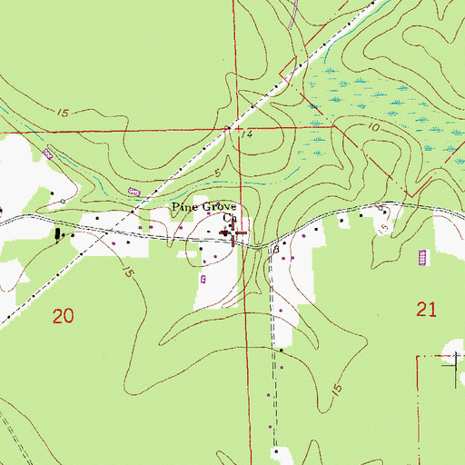 Topographic Map of Pine Grove Cemetery, LA