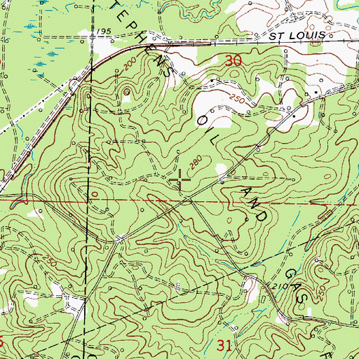 Topographic Map of Stephens Oil and Gas Field, AR