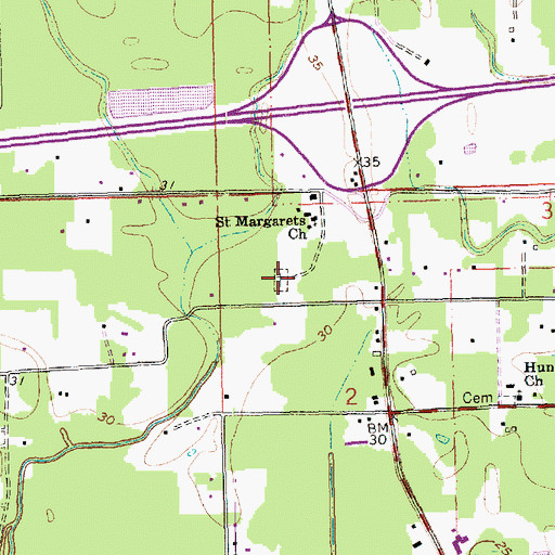 Topographic Map of Saint Margarets Cemetery, LA