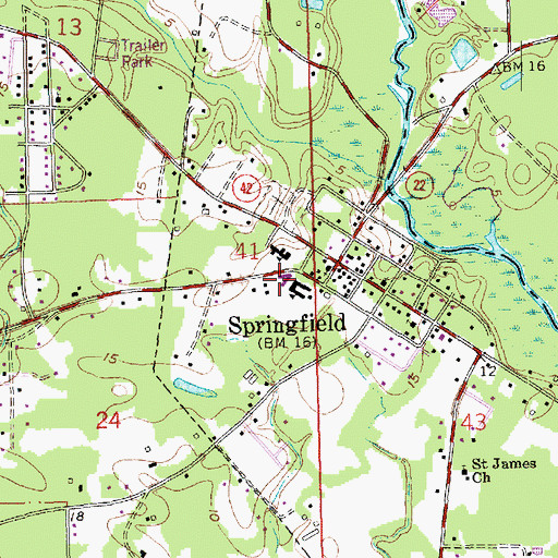 Topographic Map of SPRINGFIELD ELEMENTARY SCHOOL, LA