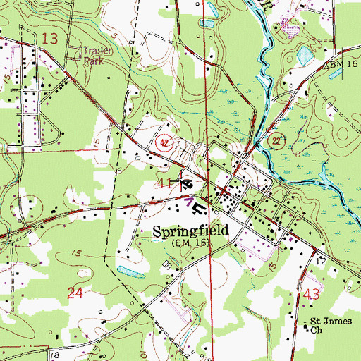 Topographic Map of Springfield High School, LA