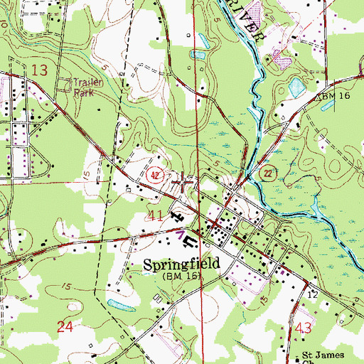 Topographic Map of Springfield Cemetery, LA
